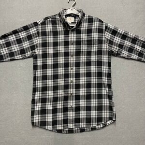 VTG Viyella Flannel Shirt Men Medium Black White Black Wool Blend Made in Canada